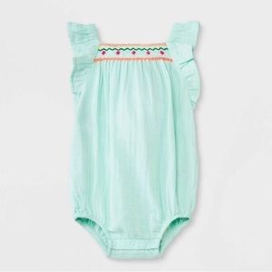 Cat & Jack Baby Girls' Embroidered Trim Romper